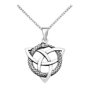 Pandantiv din argint pentru barbati Silver Celtic Trinity & Ouroboros - FIXXIA -