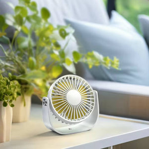 Mini ventilator birou, unghi reglabil, incarcare USB - C, Alb/Galben - FIXXIA - 8659367895