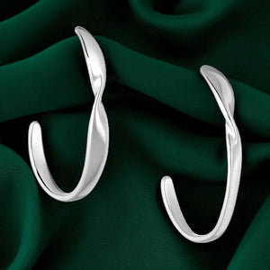 Cercei din argint 925 Sterling, cu inchidere Push-Back, model Silver Twist, 2.3g