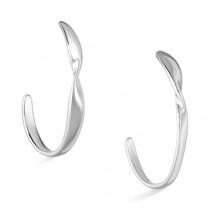 Cercei din argint 925 Sterling, cu inchidere Push-Back, model Silver Twist, 2.3g
