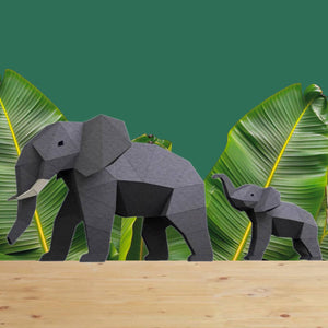 Kit hartie 3D Mama si baby elefant