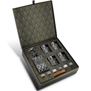 Set cadou Whisky cu Sticla, 4 Pahare si Cuburi de Granit - FIXXIA - 8798646