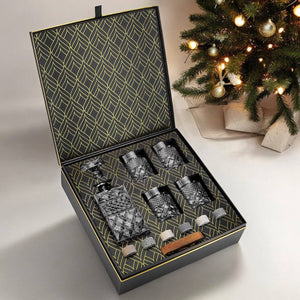 Set cadou Whisky cu Sticla, 4 Pahare si Cuburi de Granit - FIXXIA - 8798646