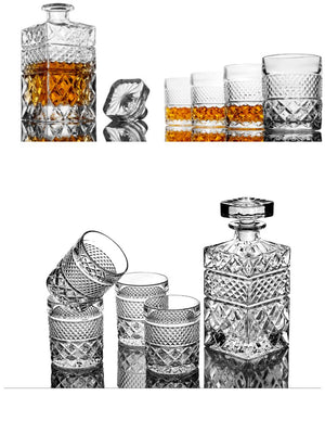 Set cadou Whisky cu Sticla, 4 Pahare si Cuburi de Granit - FIXXIA - 8798646