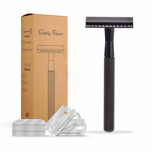 Aparat de ras clasic din otel inoxidabil Safety Razor Black si set de 20 lame - FIXXIA-17954324699