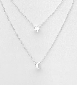 Colier din argint cu lantisor dublu Sun @ Moon Charm - FIXXIA-2420118