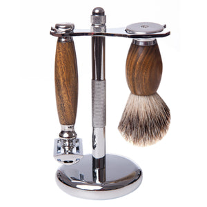 Set cadou barbierit clasic cu Safety Razor, santal, Aparat de ras clasic, Cadou pentru el, Model_Aparat de ras clasic, WBTNGS01-SANTAL