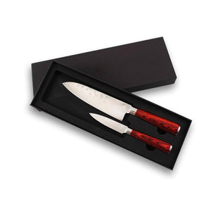 Set cutite Chef knife lama otel X50 17 cm si Paring knife 9 cm, model japonez, maner pakkawood, lemn laminat - FIXXIA-3277524