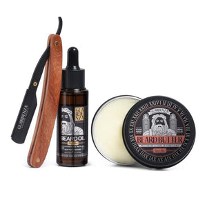 Set Guardenza brici, balsam si ulei de barba, Balsam de barba, Brici cu lama interschimbabila, Cadou pentru el, Model_Brici cu lama interschimbabila, Model_Set cadou cosmetice, Ulei pentru Ba